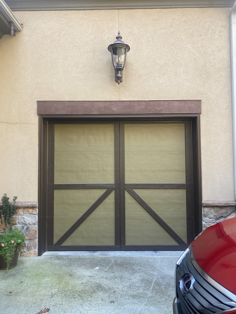 Completed garage door install, street view